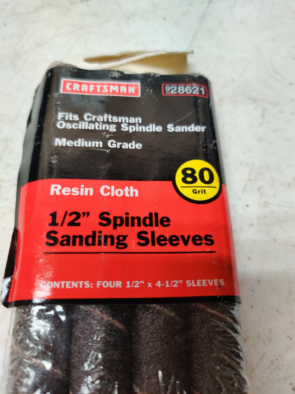 NOS Sears Craftsman resin Cloth Sanding Sleeves med 80 Grit 1/2″ / 4 1/2″ 4 pack