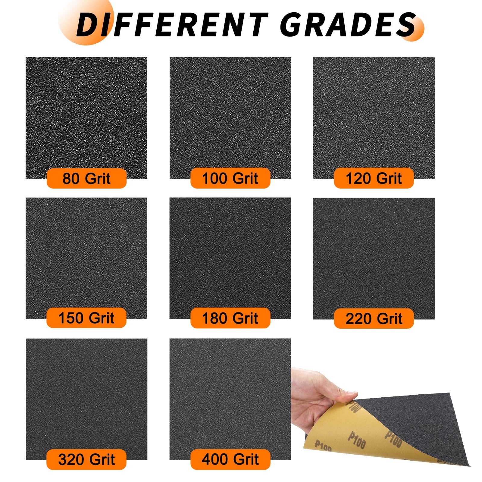 Alumina Abrasive Sanding Sandpaper 100 Grit Wood Furniture 9×11 In 25 PCS