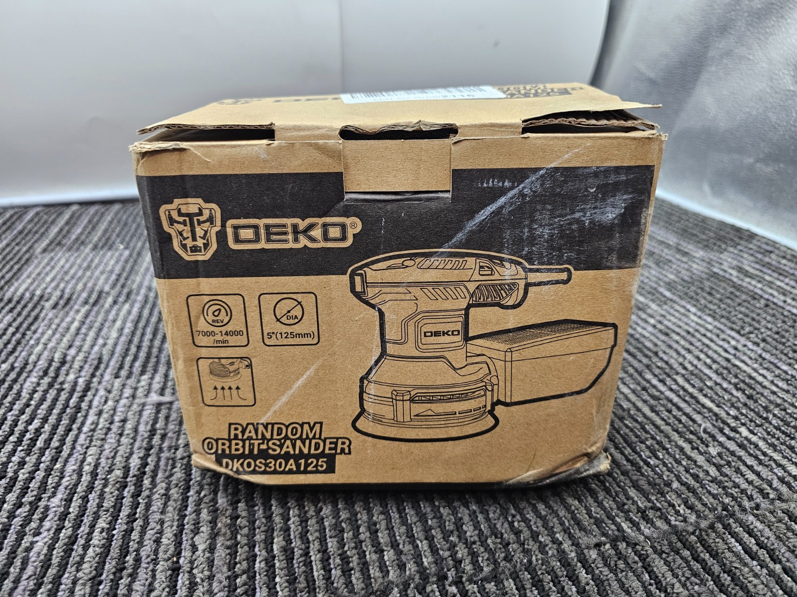Deko DKOS30A125 300W Orbital Sander Sanding 14000RPM Sandpaper 125mm 2.5A 60Hz
