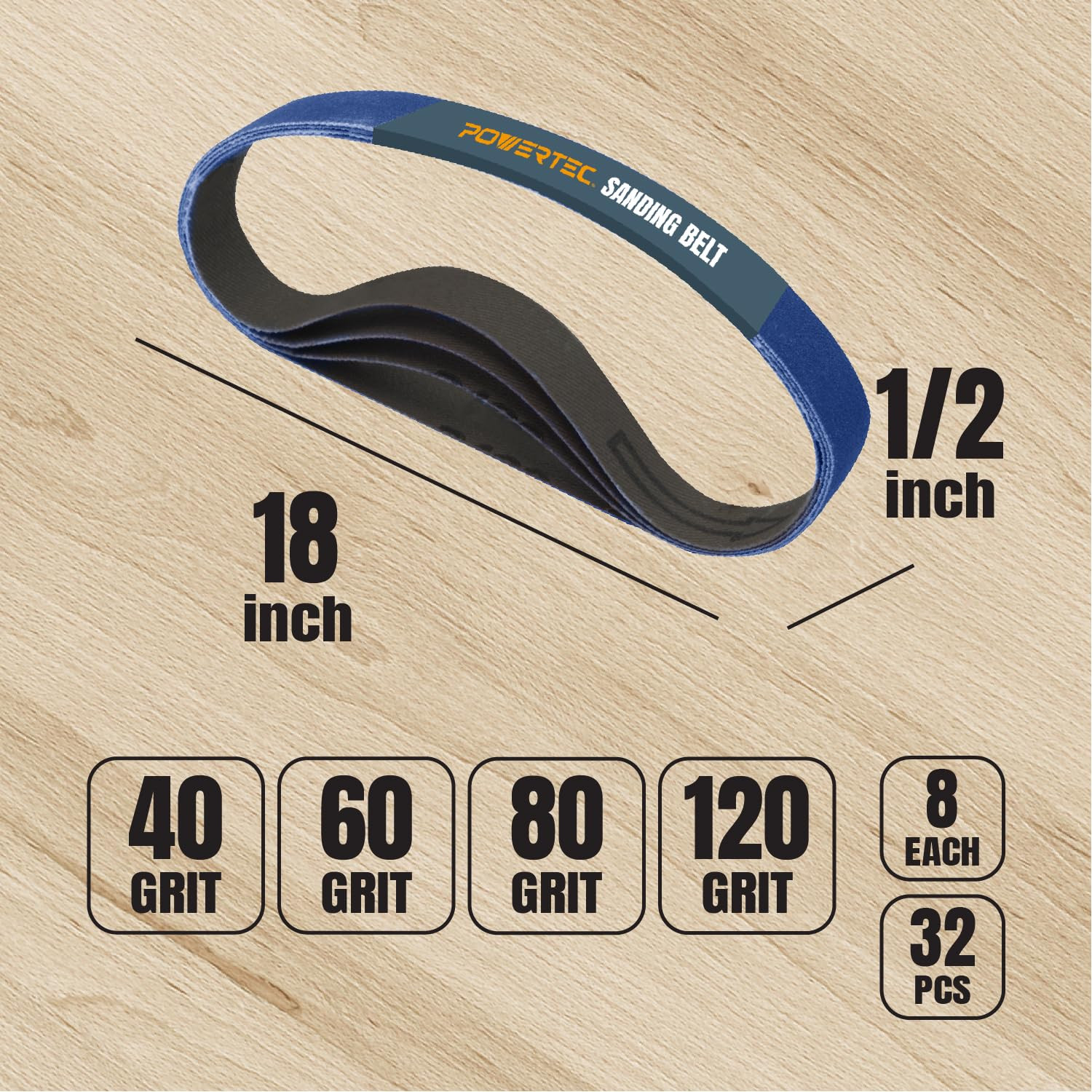 32PK 1/2 x 18 Inch Zirconia Sanding Belts for Air File Belt Sander, 8 Each of…