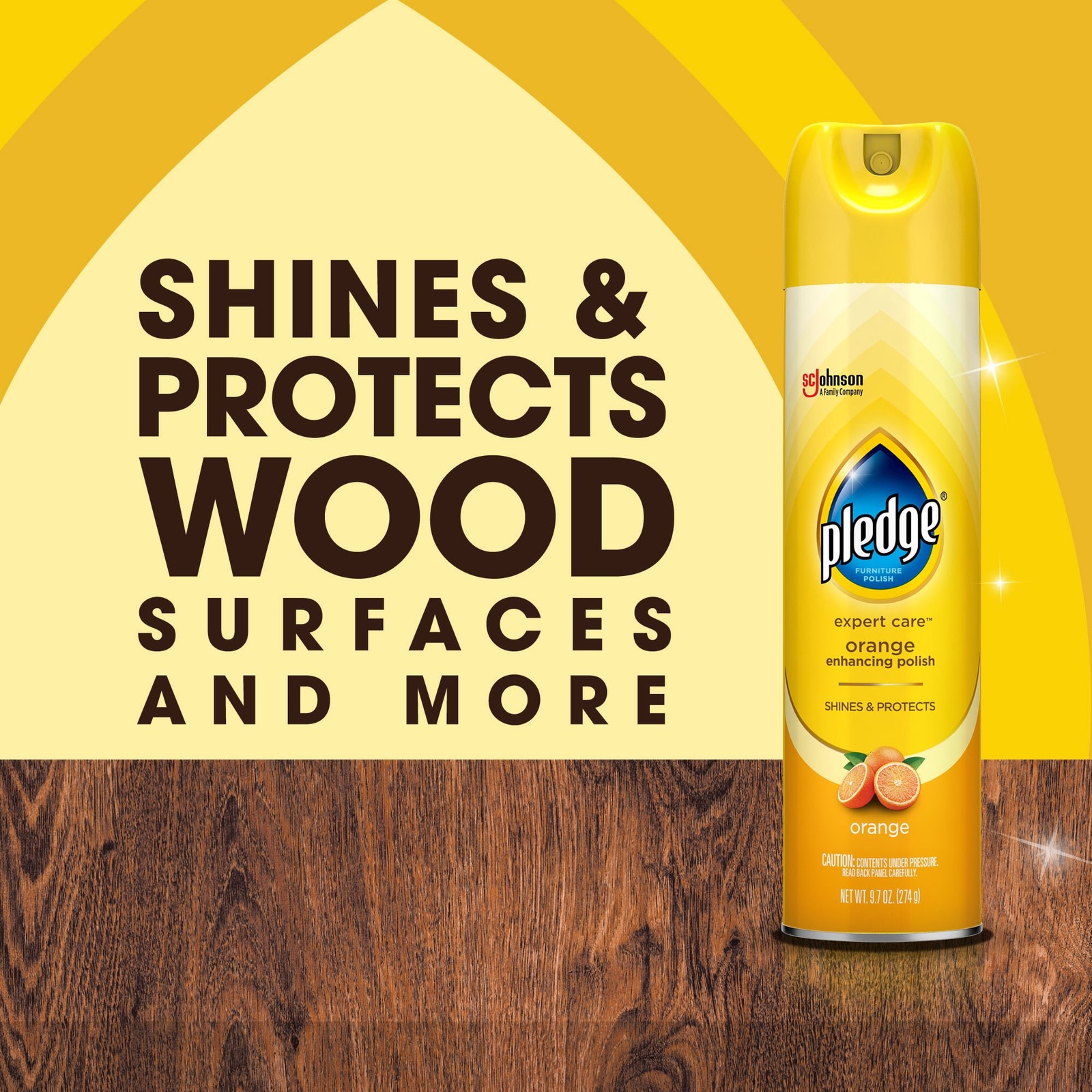 Wood Polish Shines and Protects, Orange Enhancing, Aerosol, 9.7 oz., Pack of 3