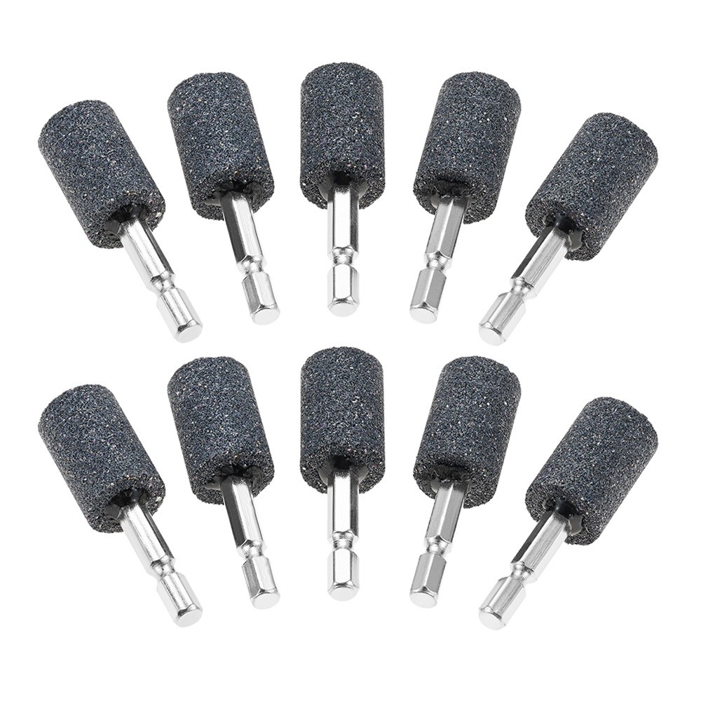 10x 1/4” Hex Shank Abrasive Stone Aluminum Oxide Cylinder Shape Grinding Stones