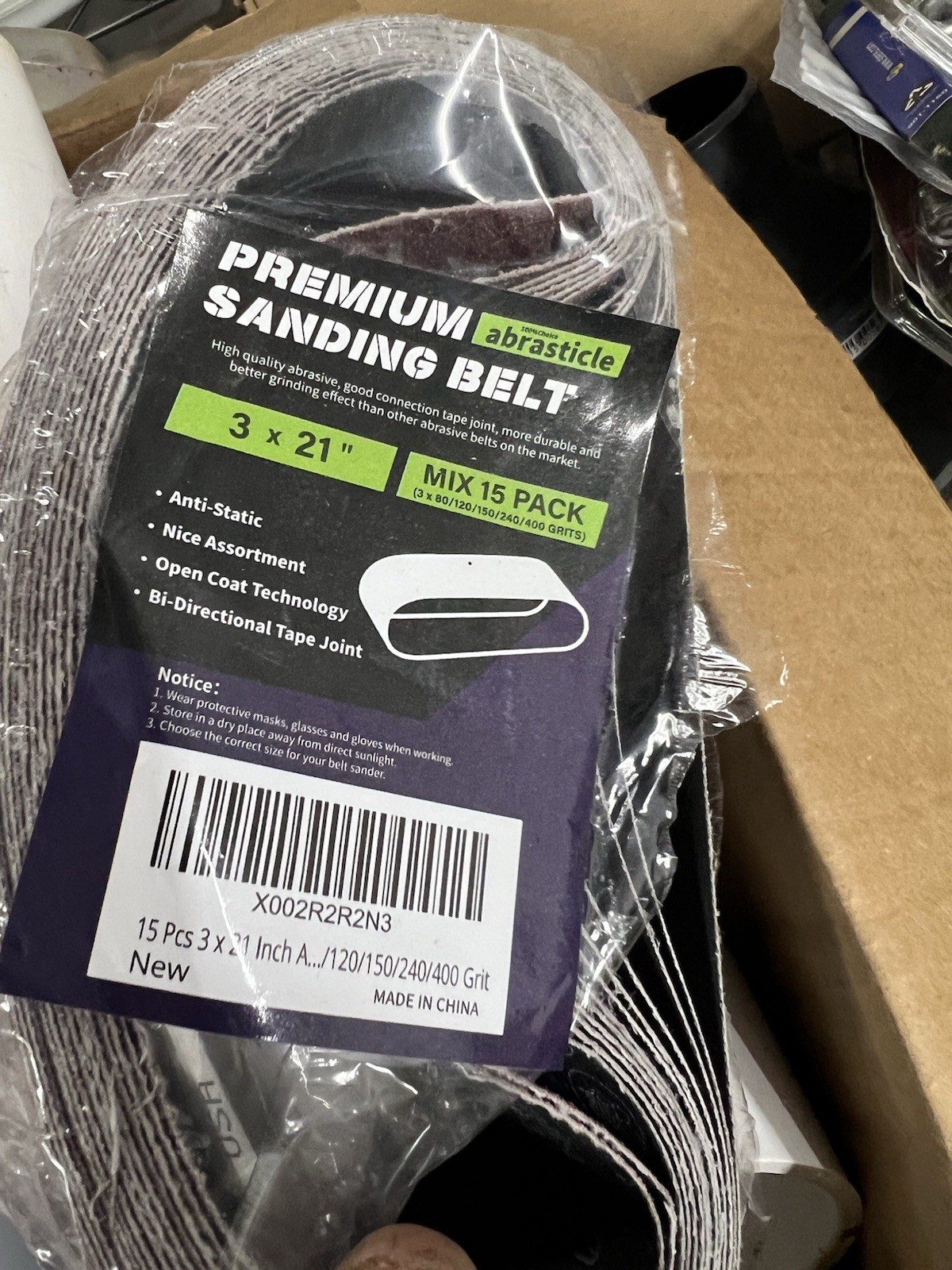 abrasticle 3×21 Sanding Belts 15-Pack Assorted Fine/Medium Aluminum Oxide