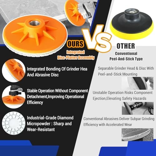 PCS 4 Inch Diamond Polishing Disc with 5/8”-UNC Monoblock Design, Wet/Dry 1