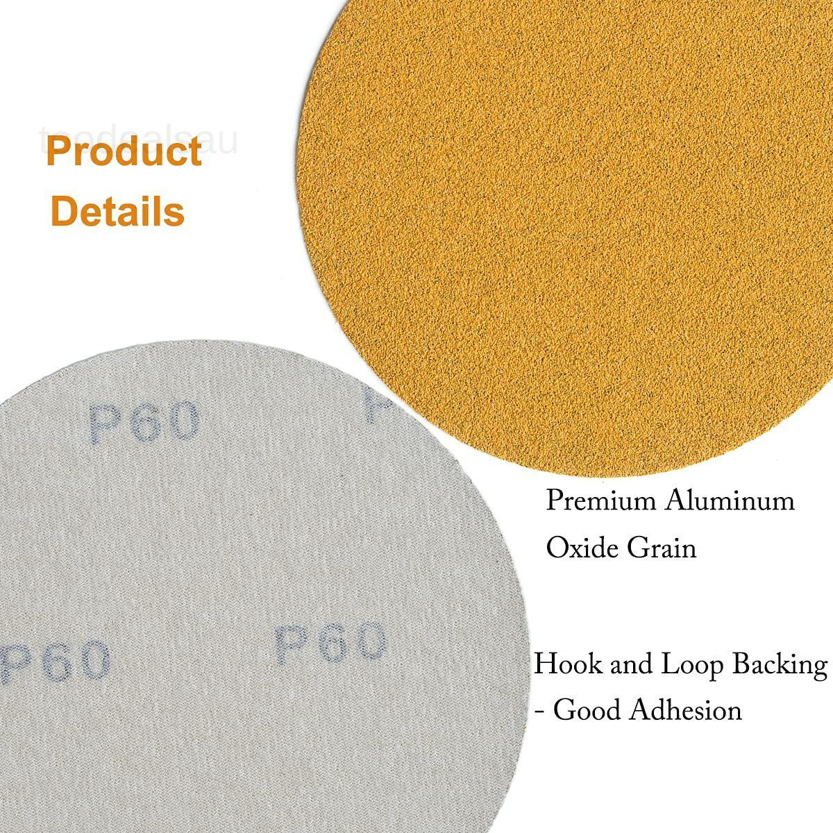 6-Inch No-Hole Hook and Loop Sanding Discs 60-Grit, 60 Grit, Gold
