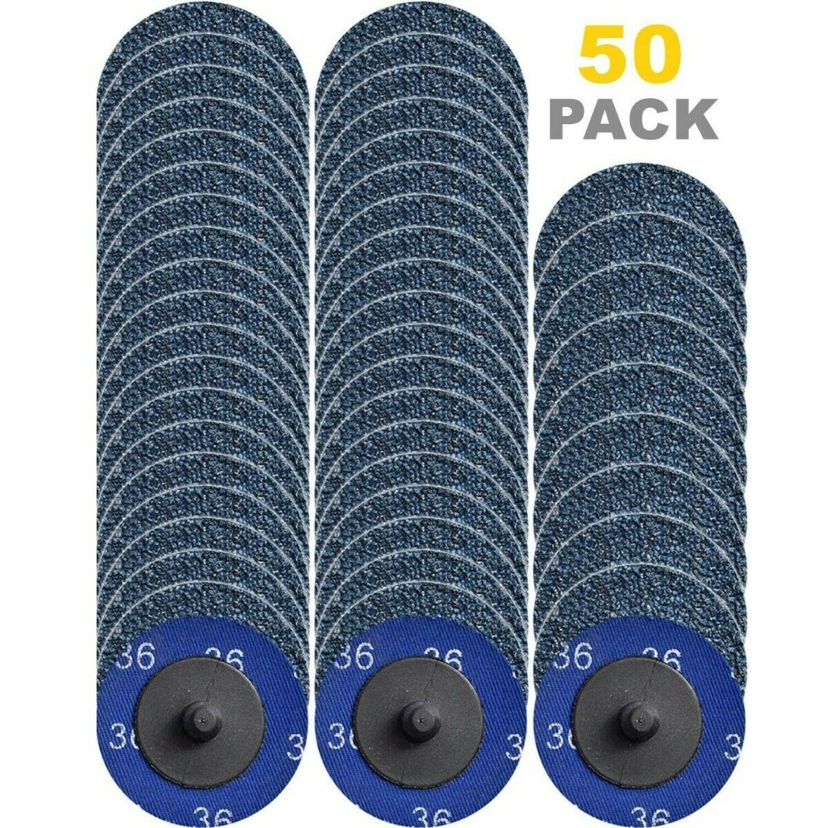 50PCS 2 inch Zirconia Roll Lock Quick Change Sanding Discs 36 Grit Die Grinder