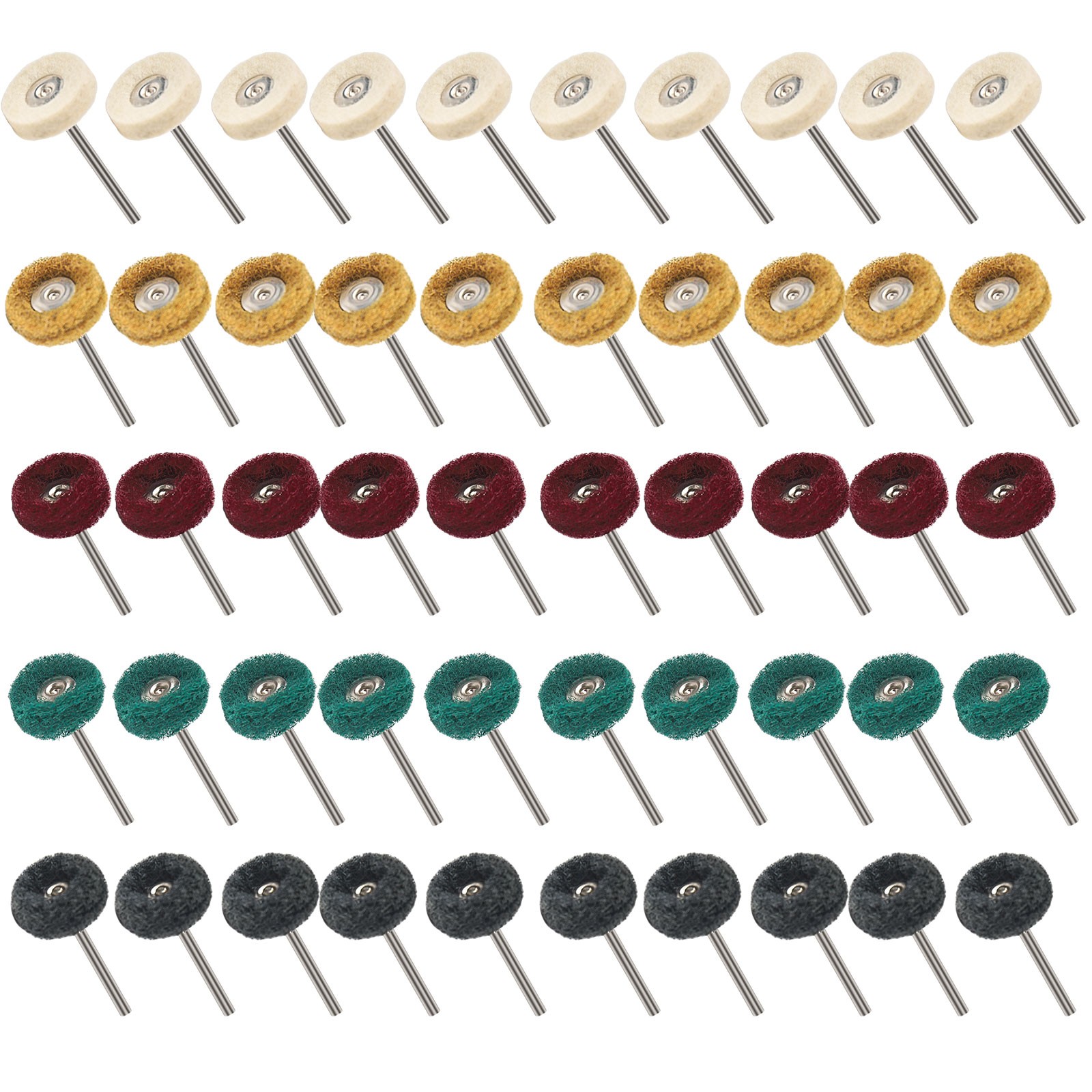 50Pcs Abrasive Metal Polishing Buffing Wheel Burr Kit Set for Dremel Rotary Tool
