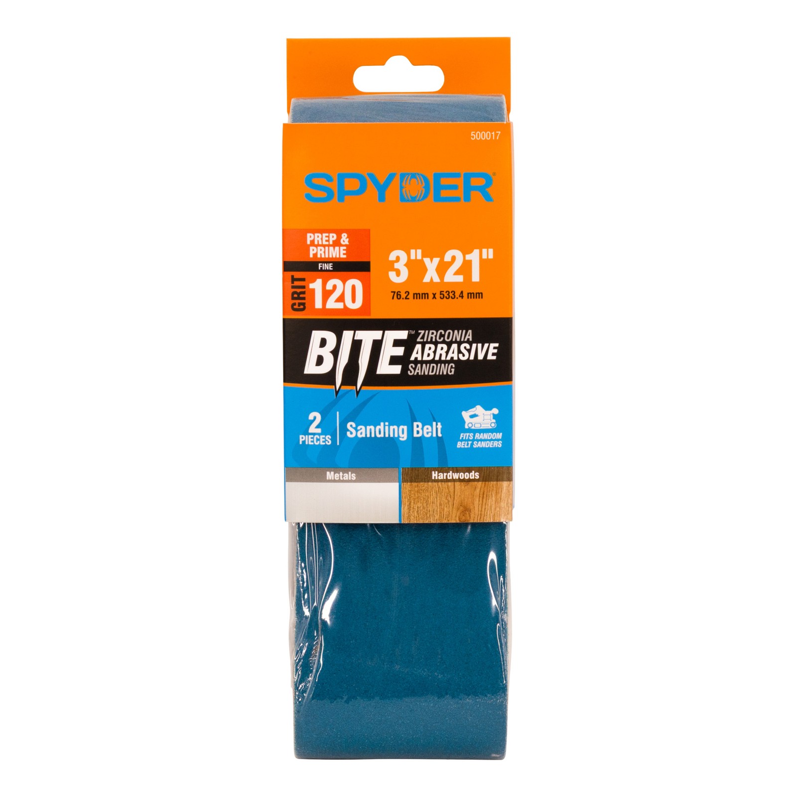 Spyder 3 in. x 21 in. 120 Grit Zirconia Tape Joint Sanding Belt (2-Pack) 500017