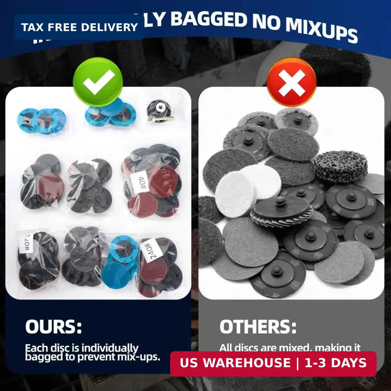 108Pcs Sanding Discs Set 2 inch Quick Change Disc with 1/4 inch Holde