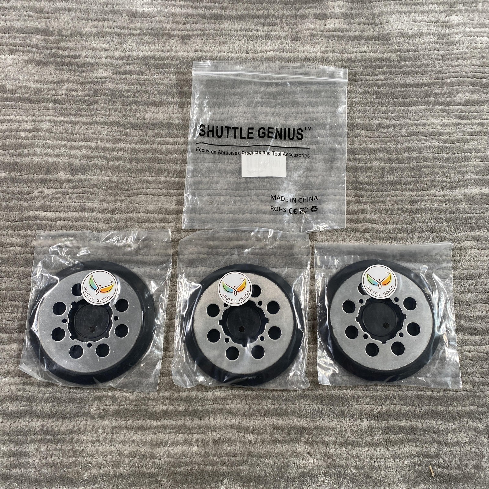 Shuttle Genius Orbital Sander Backing Pads Set Of 3 Black Metal Grinding New