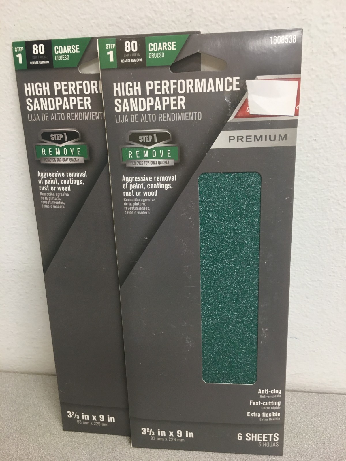2 PACK- 9 in. L X 3-2/3 in. W 80 Grit Aluminum Oxide Sandpaper 6 sheets 1608538