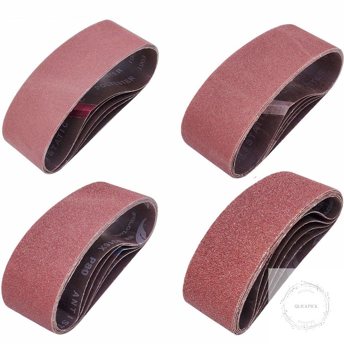 20 PCS 3 inch x 21 inch Abrasive Sanding Belts – 5 Each of 40 80 120 240 Grit Al