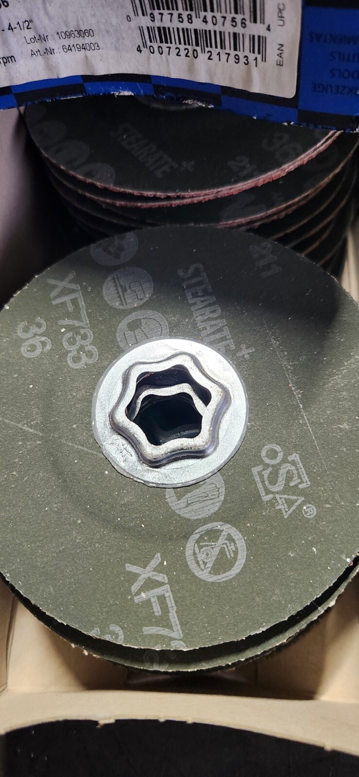 Pferd Backing Pad, 4-1/2 Inch Diameter, 5/8-11 WITH 36GRIT PADS 25 EACH