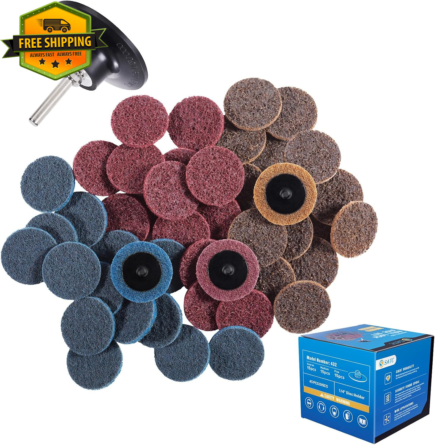46Pcs 2in Quick Change Sanding Discs Surface Conditioning Fine Medium Coarse
