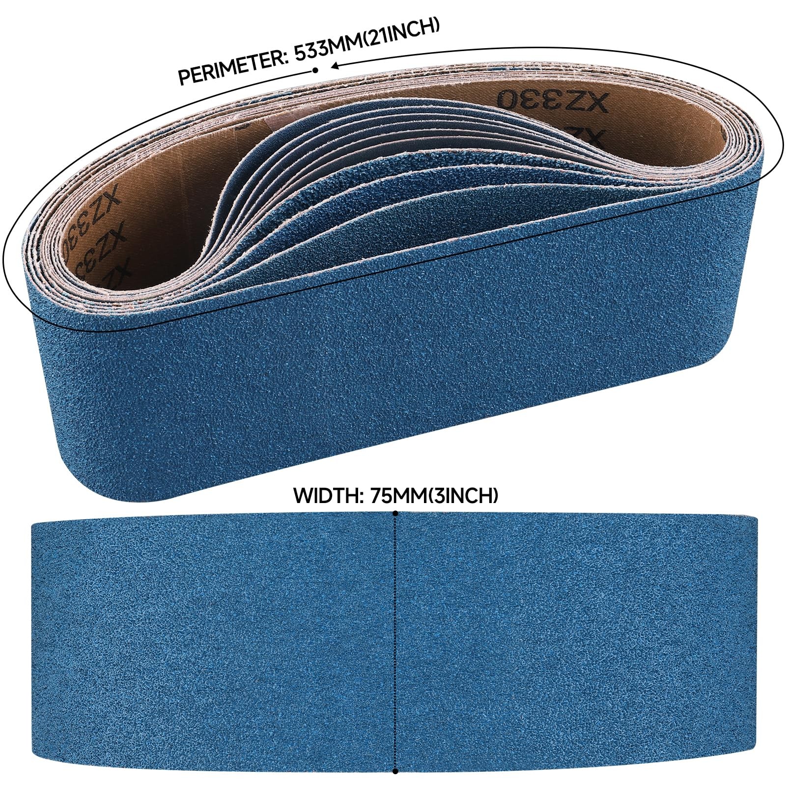 Shineboc 10-Piece 3 x 21 Inch 40-400 Grit Zirconia Sanding Belts, Heavy Duty …