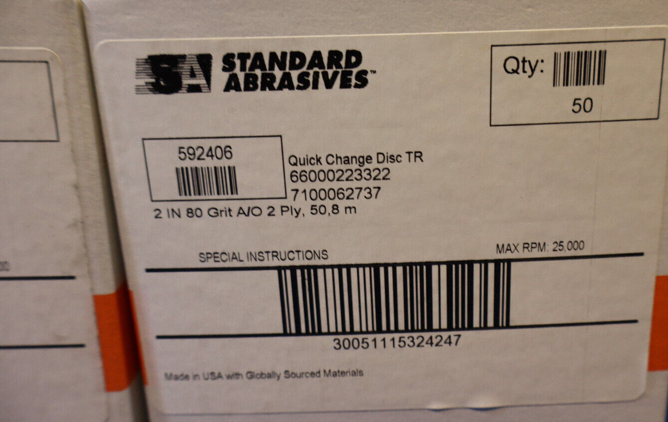 Standard Abrasives 592406 Quick Change Disc TR 2″ 80 Grit 2 Boxes of 50