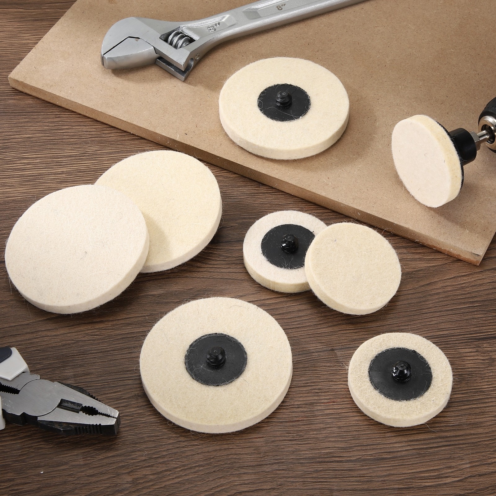 10 Pcs Wool Sanding Discs 2″, Felt Quick Change Sandpaper Discs, White