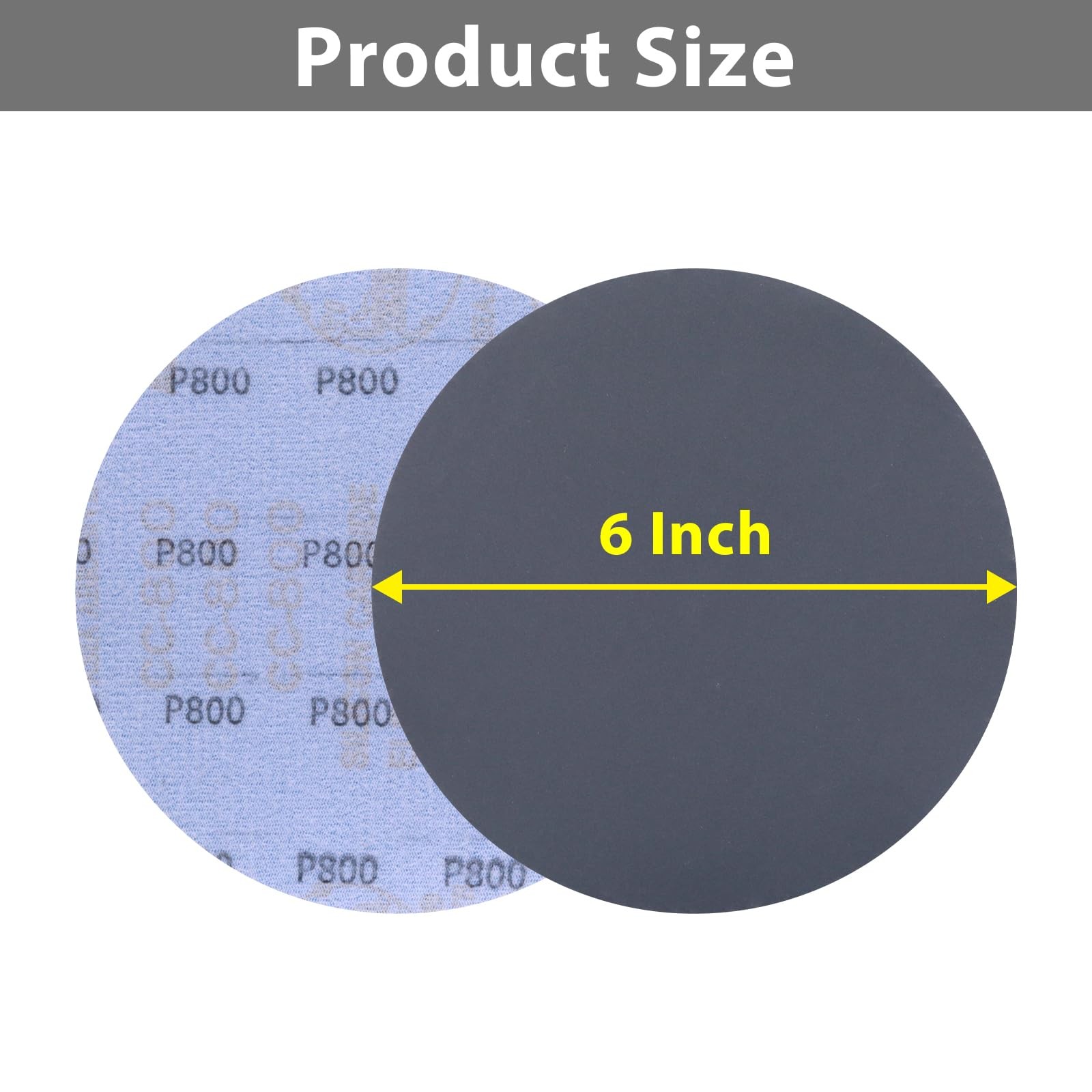 60 Pcs 6 Inch Wet Dry Sanding Discs, 6″ Discs Hook 6 inches, Black