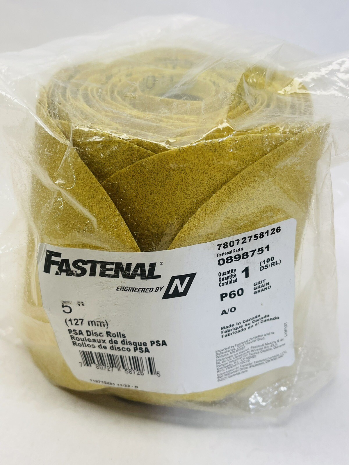 FASTENAL 5″ (127MM) PSA DISC ROLLS 0898751