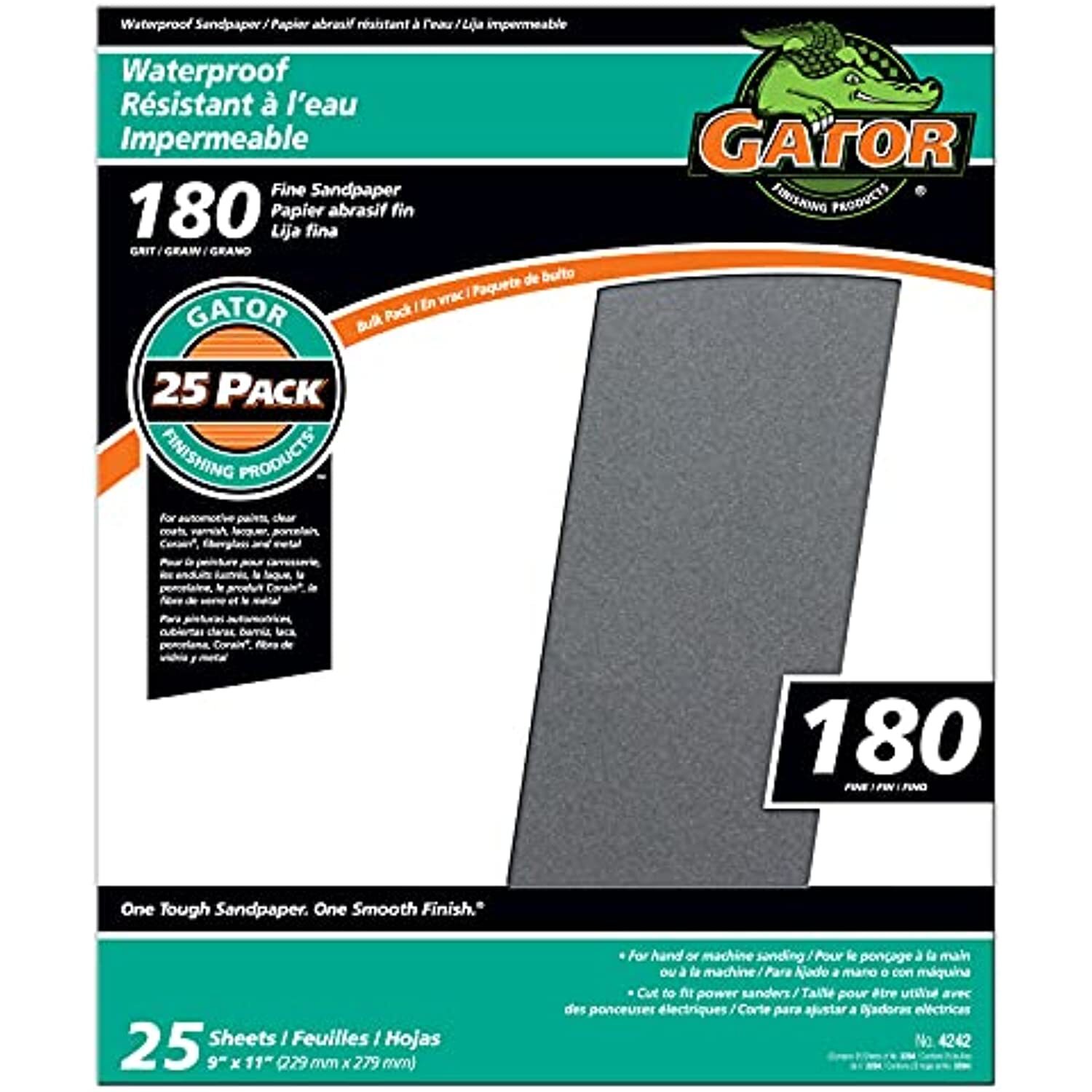 ALI INDUSTRIES 4242 9″ x 11″ Waterproof Sanding Sheets, Black