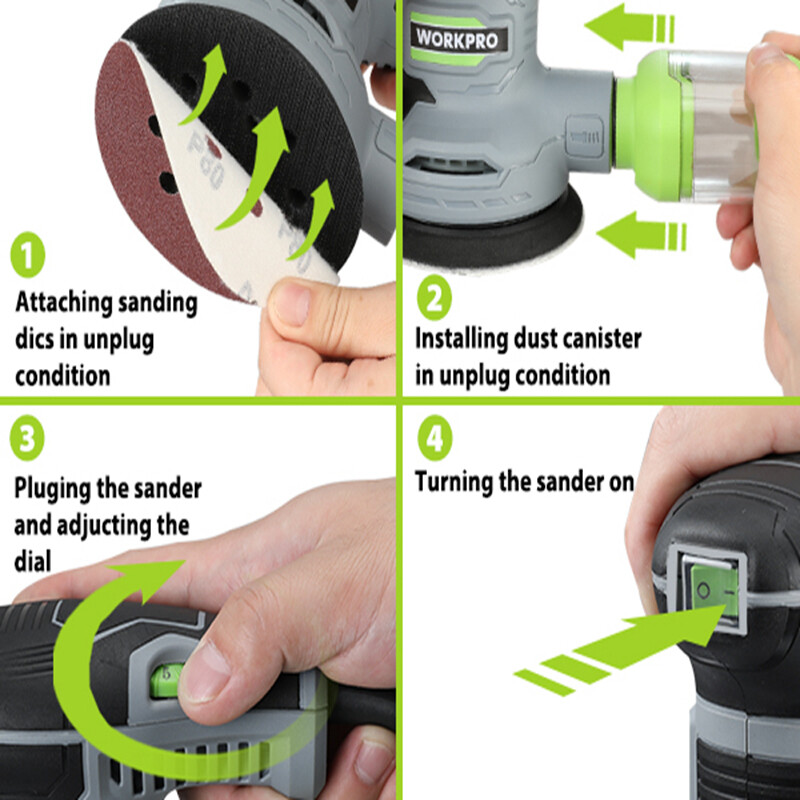 WORKPRO 2.5Amp 5″ Random Orbit Sander 6 Variable Speeds Sander 7000 to 14000 RPM
