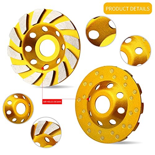 Concrete Turbo Diamond Grinding Cup Wheel 12 Segs Heavy Duty Angle 4 Inch