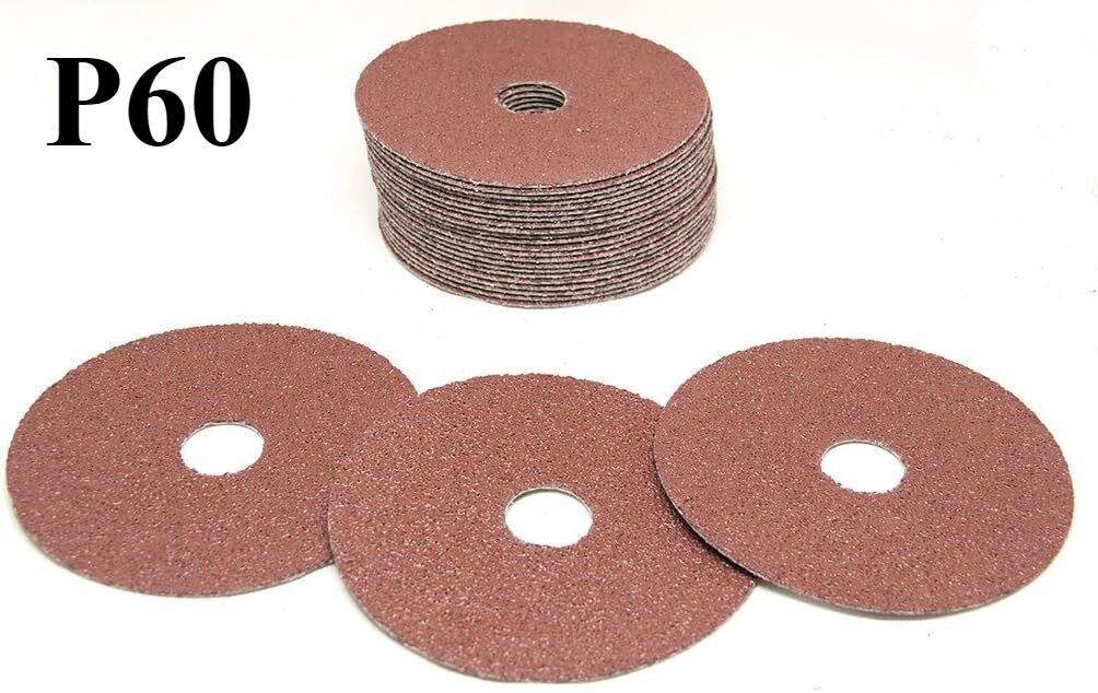 SATC 25PCS Aluminum Oxide Resin Fiber Discs 4-1/2″ 60 Grit for Metal&Woodworking