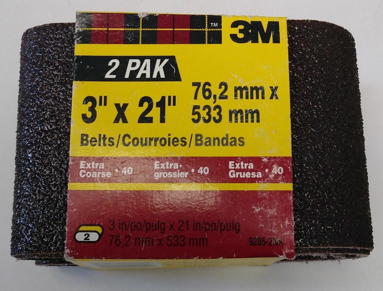 3M 9285-2NA 3″ x 21″ Extra Coarse 40 Grit Sanding Belts 2 Pack