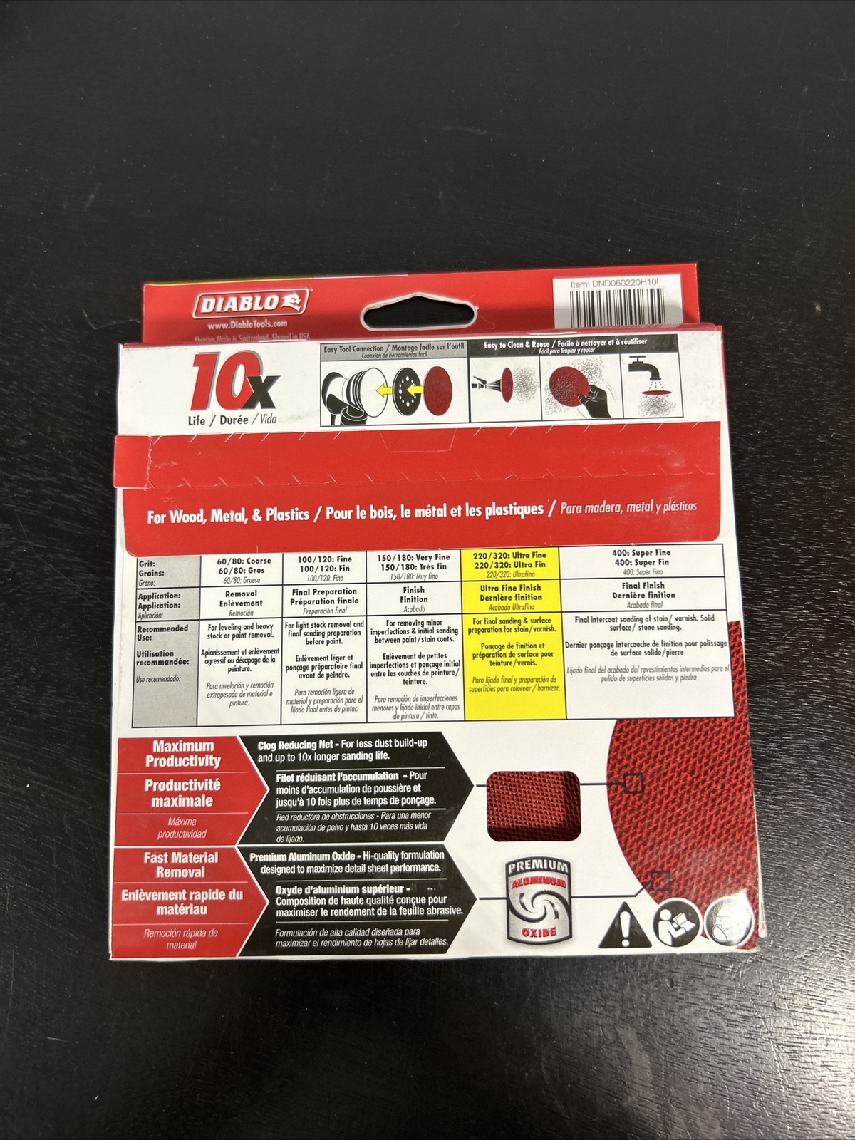 DIABLO 6″ 220 GRIT SANDNET DISCS WITH CONNECTION PAD DND060220H1OI Pack of 10