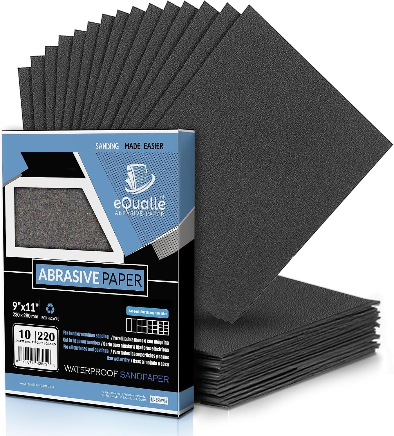 400 Grit Sandpaper Sheets, 9 x 11 in Silicon Carbide, Pack of 10 for Fine