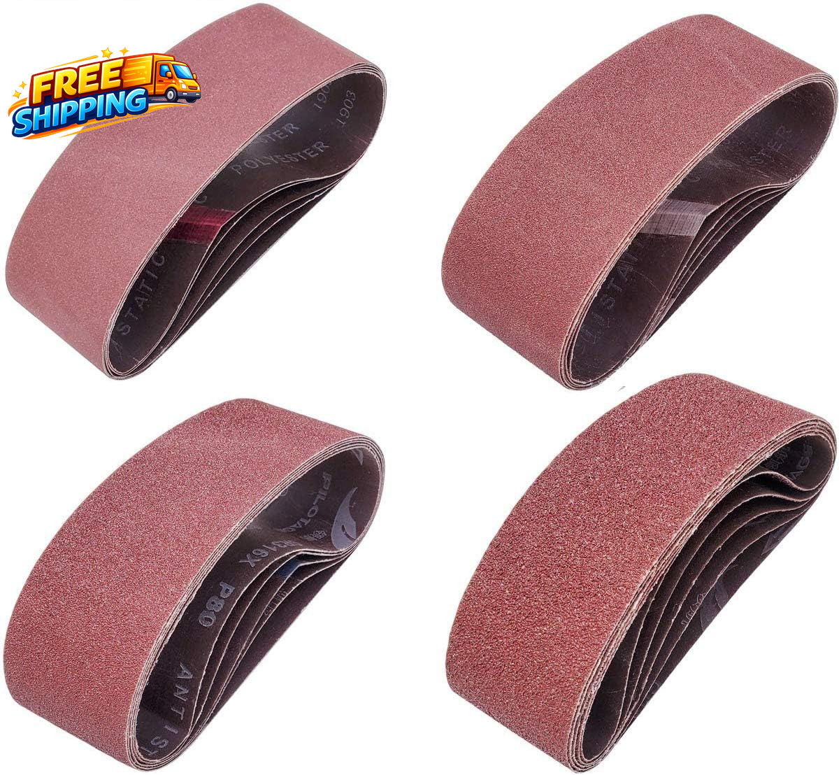 20 PCS 3 Inch X 21 Inch Abrasive Sanding Belts – 5 Each of 40 80 120 240 Grit