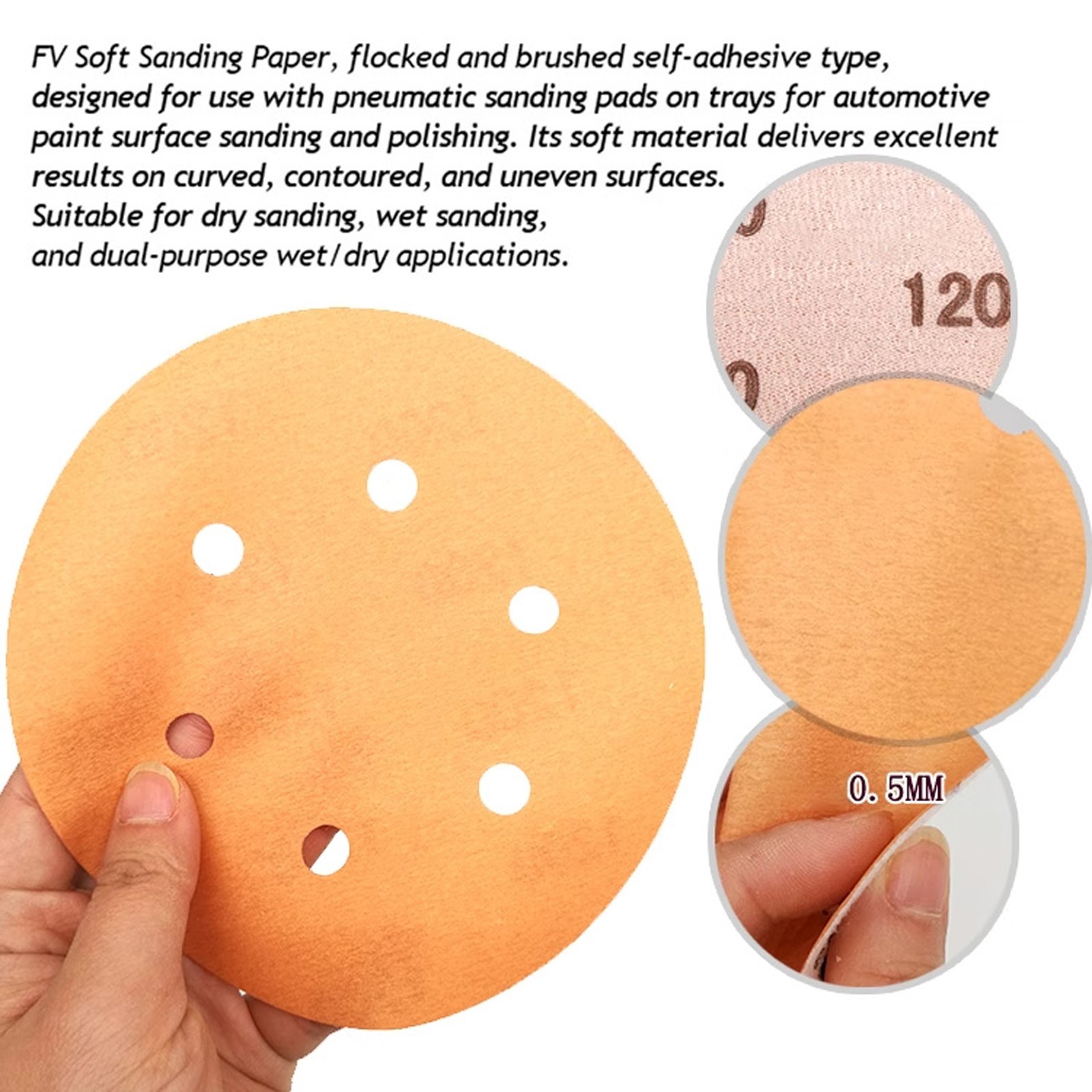 150mm Sanding Discs Wet And Dry 6 Inch Sandpaper Film Pads 600-4000 Grit 6 Hole