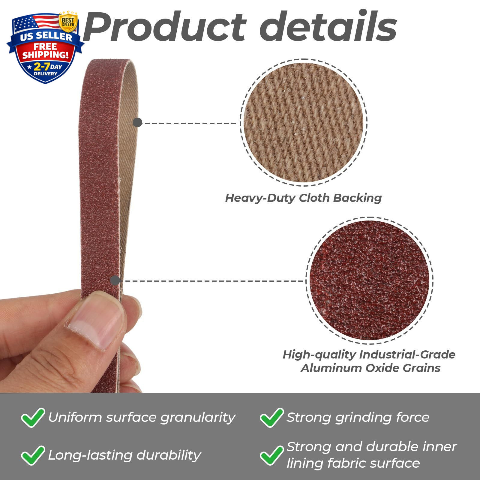 1/2 x 18 Inch Sanding Belts, 20 Pcs, 4 Each of 60/80/120/180/240 Dark Red