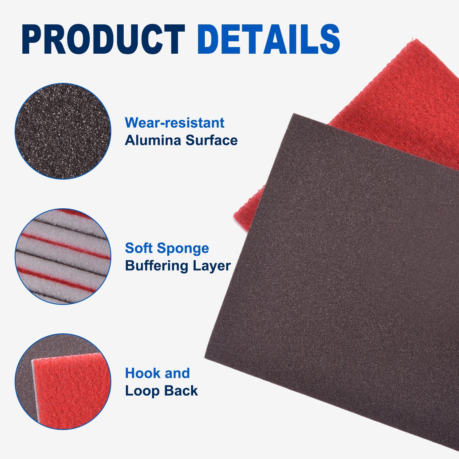 10 Pcs 240 Grit 4 x 2.8 Inch Hook & Loop Foam Sanding Blocks, Black