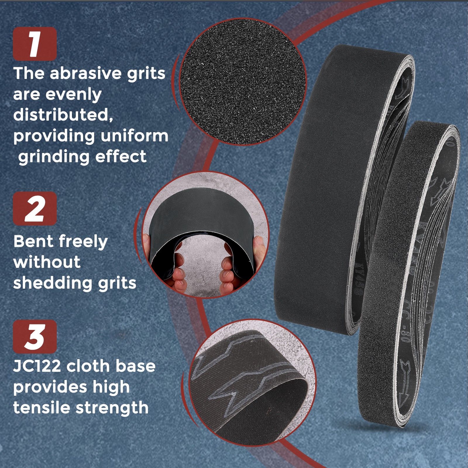 20Pcs Sanding Belts, 1/2″ x 18″ 60/80/120/180/240 Grits Silicon Carbide