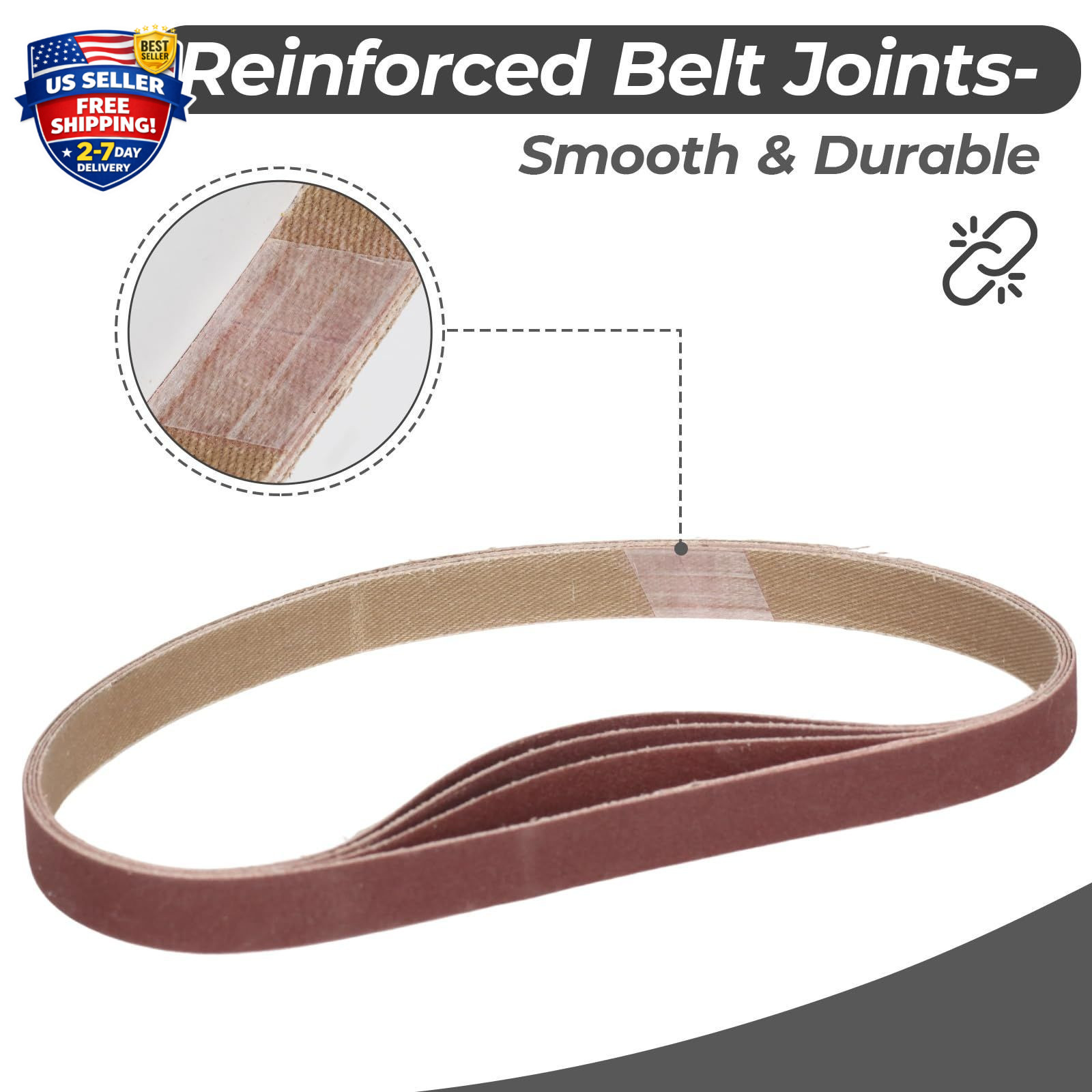 1/2 x 18 Inch Sanding Belts, 20 Pcs, 4 Each of 60/80/120/180/240 Dark Red