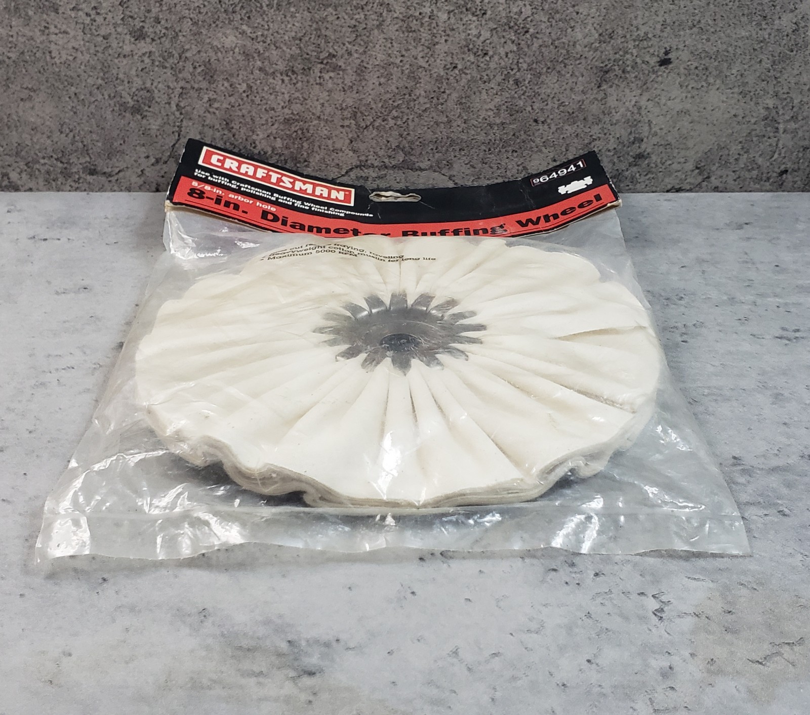 Sears Craftsman 8″ Buffing Wheel 5/8″ Arbor Hole 64941 NOS Sealed