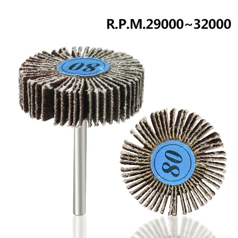 10pcs 80 Grit Sanding Flap Wheel Discs with 3mm Shank for Rotary Tools – NEW