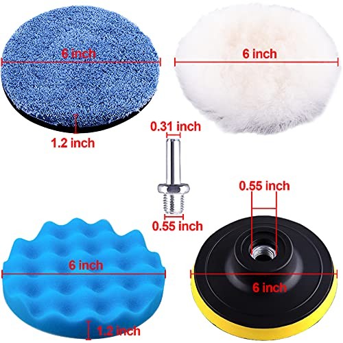 17 Pieces Buffing Pads Foam Polishing Pad Wax Buffer Polish Pads 6 Inch