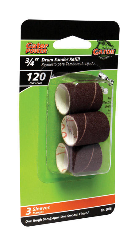 Gator 3/4 in. D X 3/4 in. L Abrasive Sleeve Refill 120 Grit Fine 3-Pack 6076