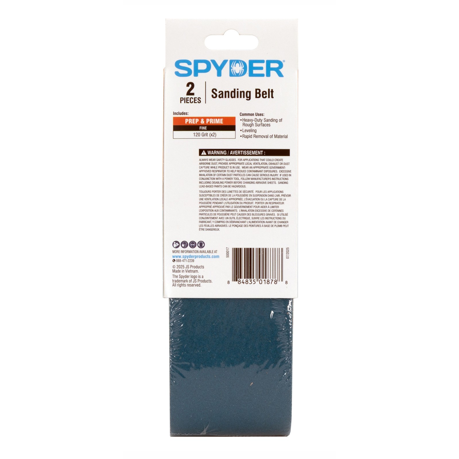 Spyder 3 in. x 21 in. 120 Grit Zirconia Tape Joint Sanding Belt (2-Pack) 500017