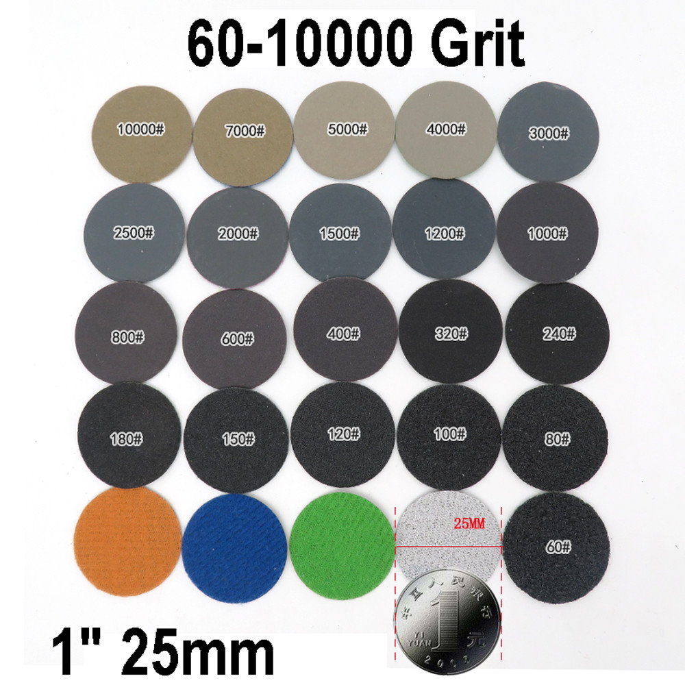 25/50mm Hook and Loop Sandpaper Sanding Disc Wet Dry Flocking Disc 60-10000 Grit