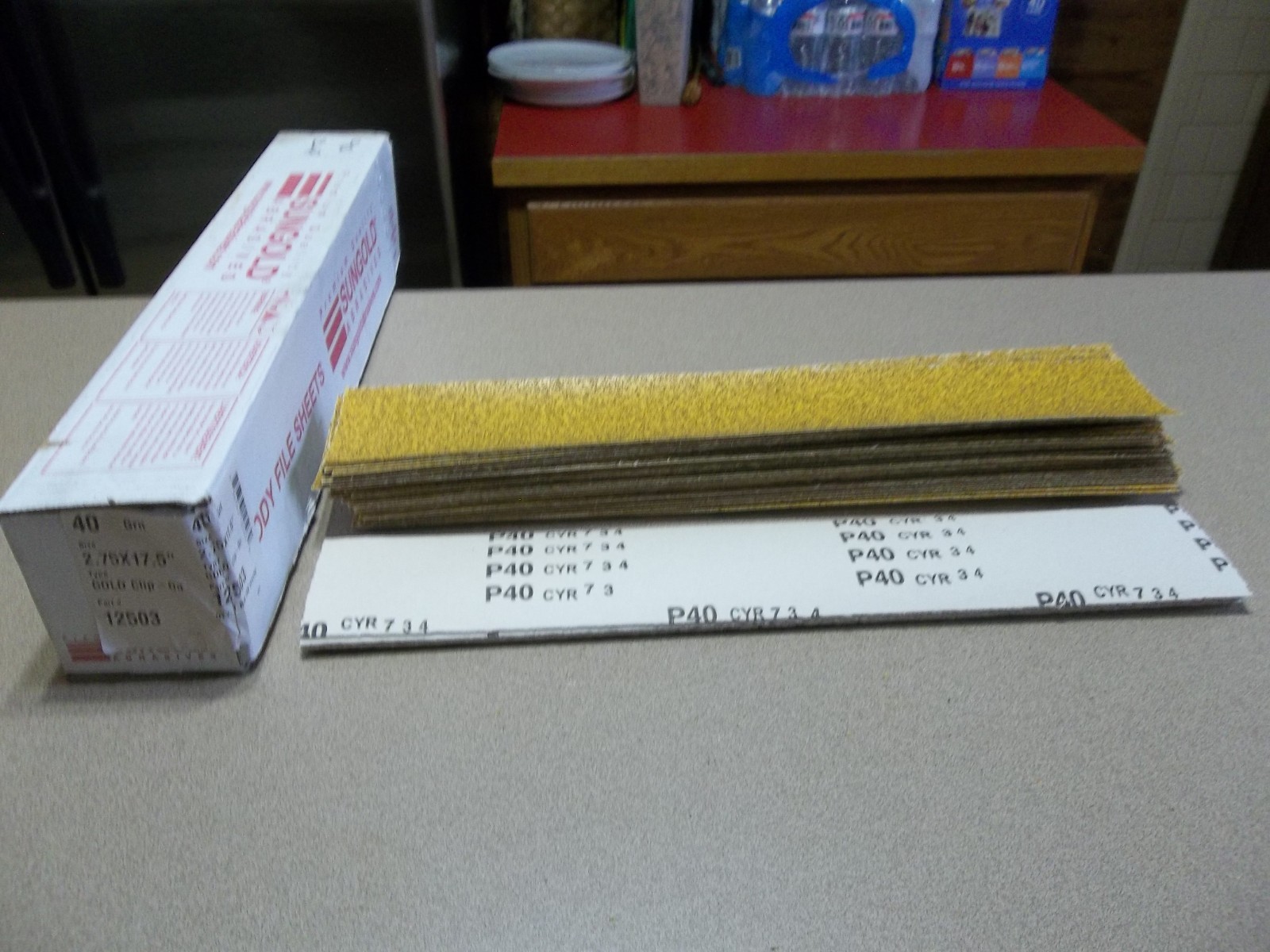 Sungold Abrasives 12503 2.75″ X 17.5″ Gold clip-on 40 Grit 50 pcs. FREE SHIP!