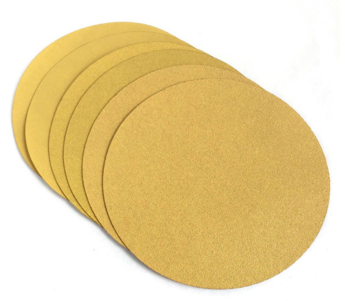 50 Pack 6 In Gold Sandpaper No Hole Hook & Loop Grip 150mm Sanding Disc 600 Grit