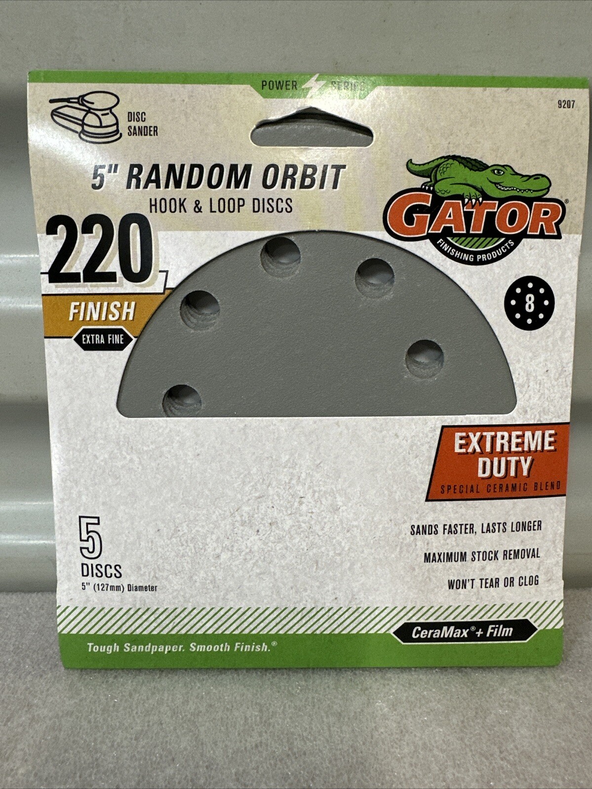 Gator 5pk 5″ 220g Sndng Disc 9207 Extreme Duty New