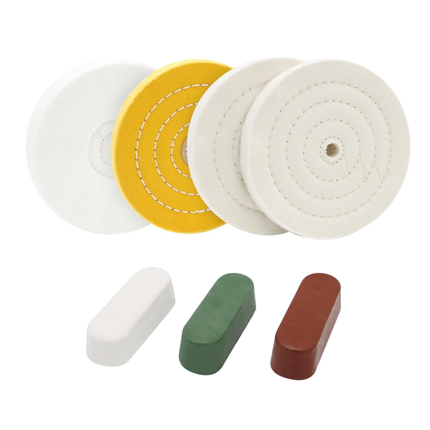 Cotton Buffing Wheels 6-Inch with 7.4oz Polishing Compound for All Surfaces