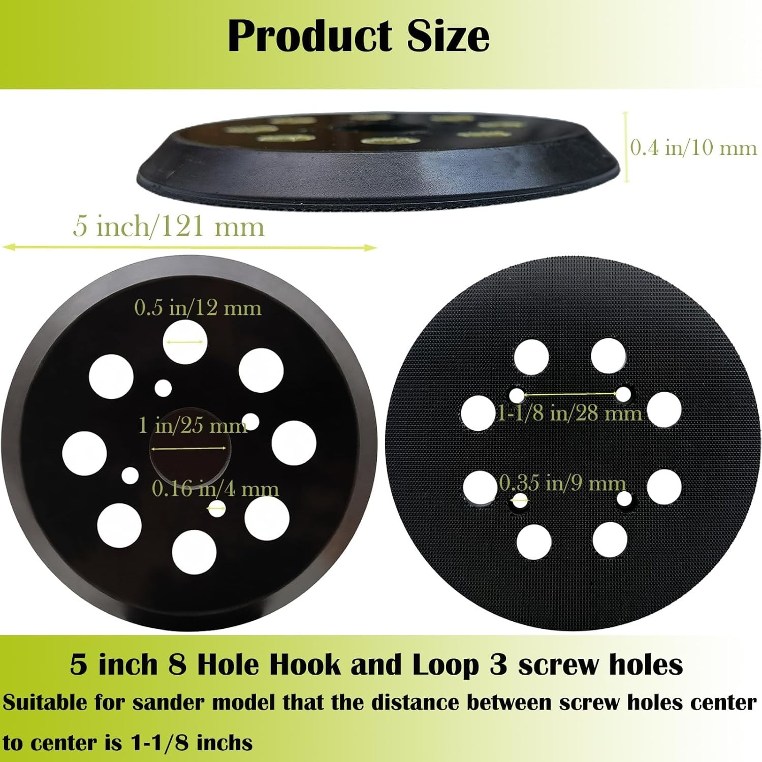 2 Pack 5 Inch 8 Hole Hook and Loop Sander Pad for Milwaukee 6021-21 6034-21