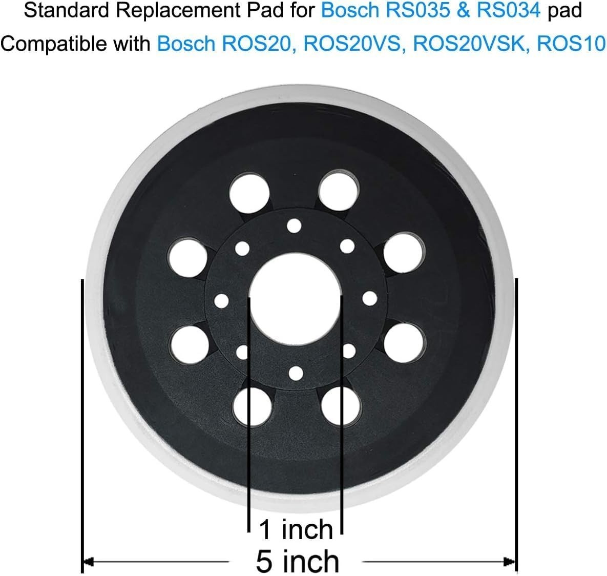 2 Pack 5 Inch 8 Hole Hook & Loop Replacement Sander Pad for 5″ Bosch ROS20VS,