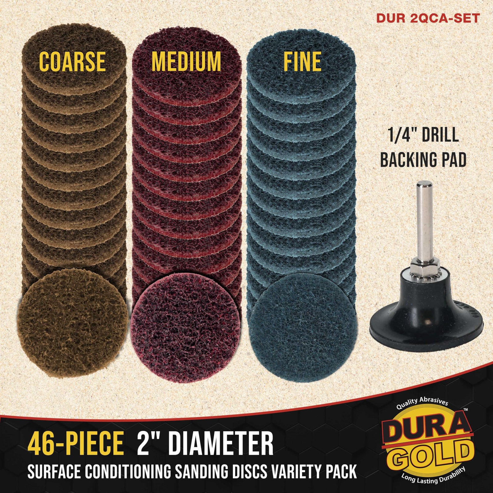 Dura-Gold 46-Piece 2″ Diameter Surface Conditioning Sanding Discs Variety Pac…