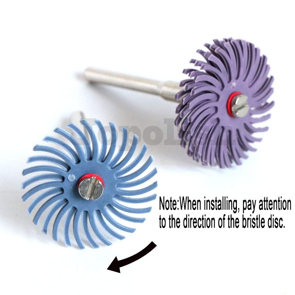 FPPO 30pcs 1 Inch Radial Bristle Disc Kit with 1/8″ 3 mm Shank for Rotary Too…